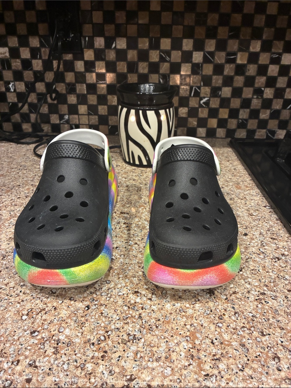 Pride crocs  with Rainbow-Patterned Soles - Black